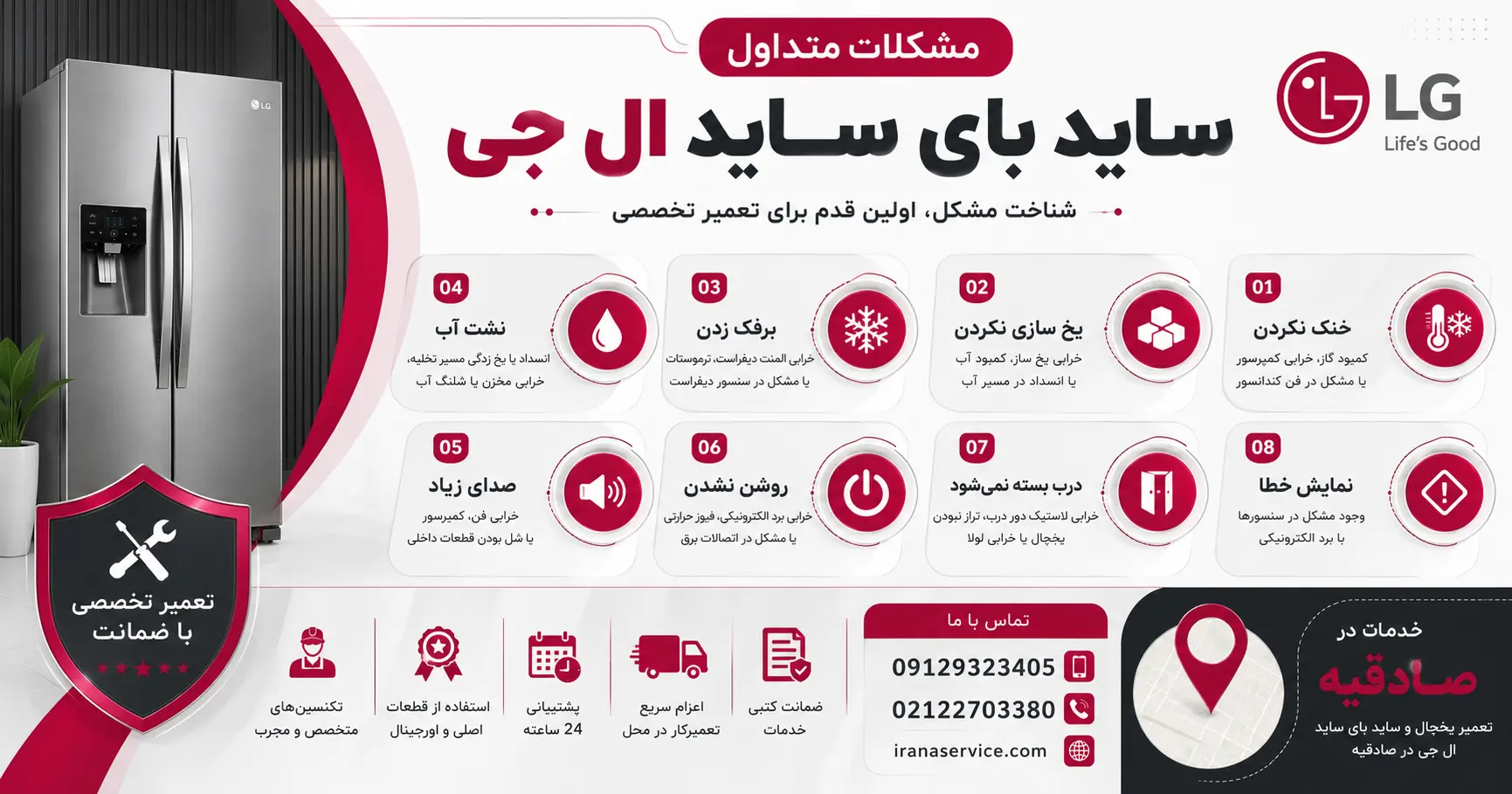 مشکلات متداول ساید بای ساید ال جی