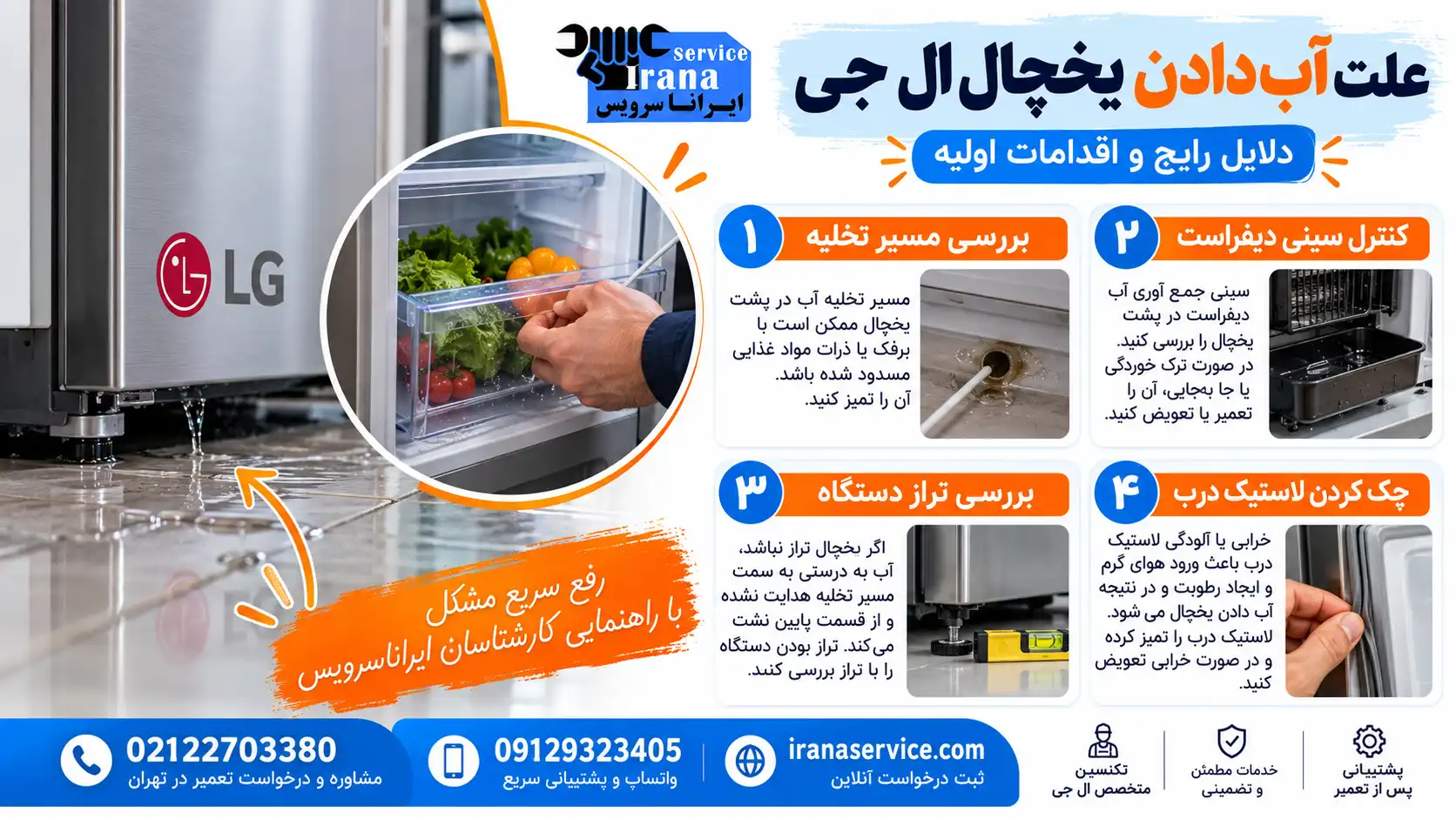 چرا یخچال ال جی فقط هنگام استفاده از آبسردکن آب میدهد؟