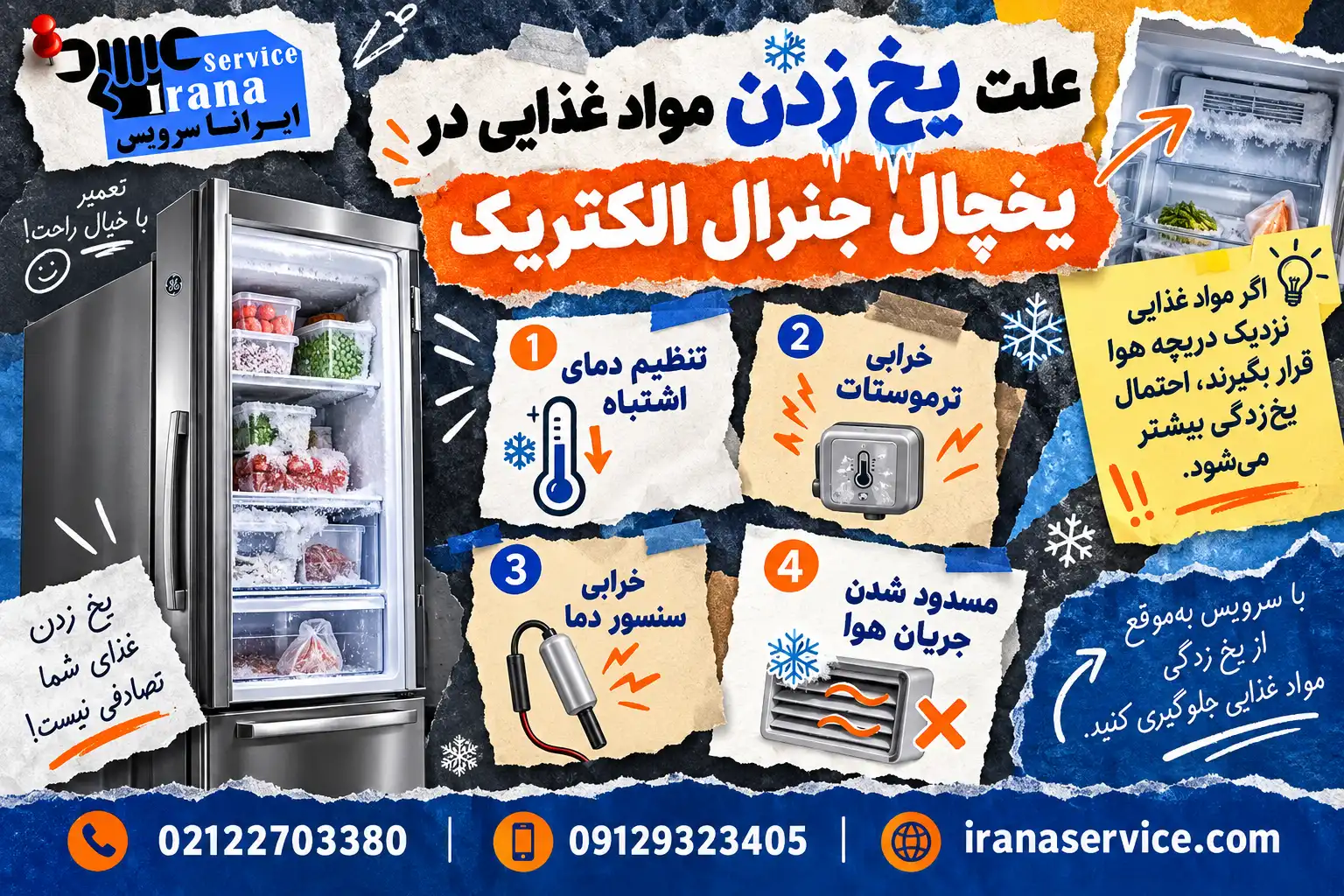 خدمات ایرانا سرویس برای یخچال جنرال الکتریک و پروفایل